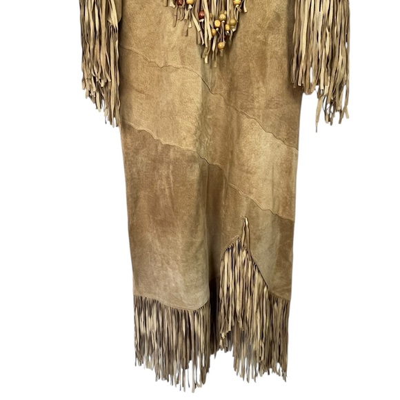Vintage Wanted by Outlaw Suede Look Fringe & Beaded Western Dress Size Medium - Picture 4 of 13